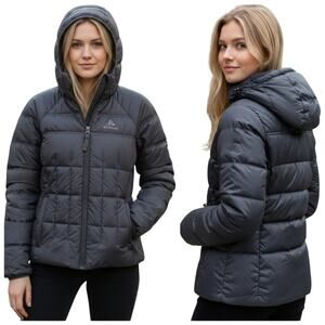 prAna Women’s Hooded Down Puffer Jacket EUC Gray Size XS   F341
